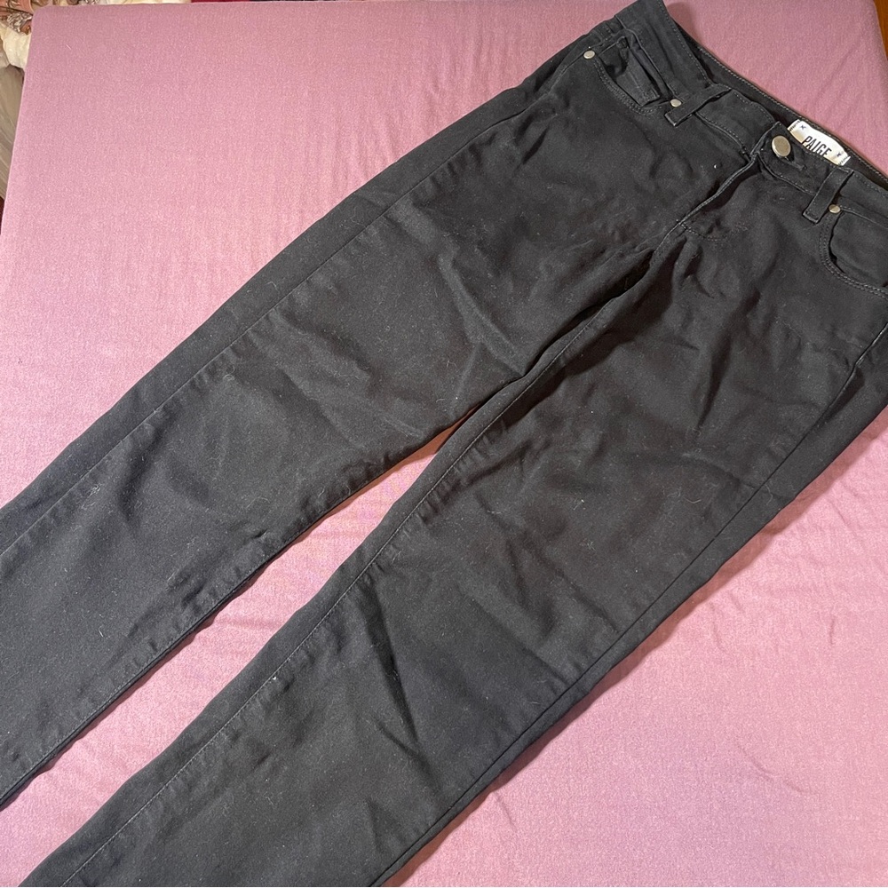 Paige Peg Skinny - Black Skinny Jeans Raw Hem - Size 25 - Picture 2 of 8
